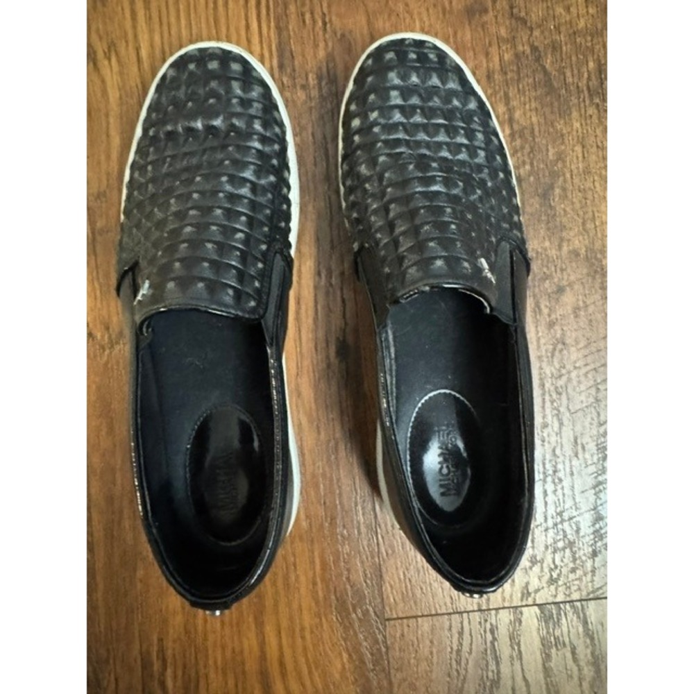 Michael Kors Womens‎ Black Quilted Leather Slip On Sneakers Size 8M HJ16K